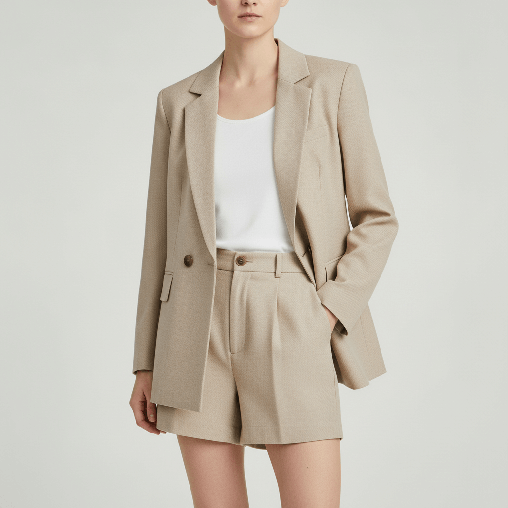 Lizizo | Letni komplet z przewiewnego materiału, luźna kurtka i dopasowane spodenki