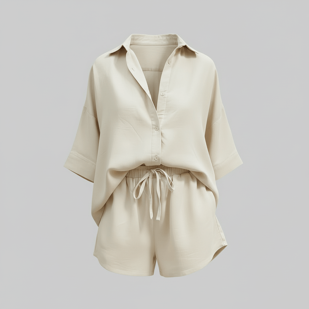 Lizizo | Luźna koszula i szorty z elastyczną talią letni komplet
