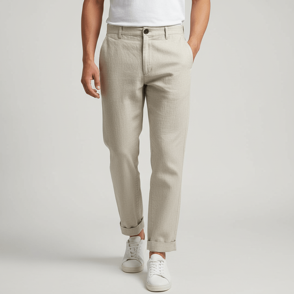 Lizizo | Luźne lniane spodnie z pasem i kieszeniami