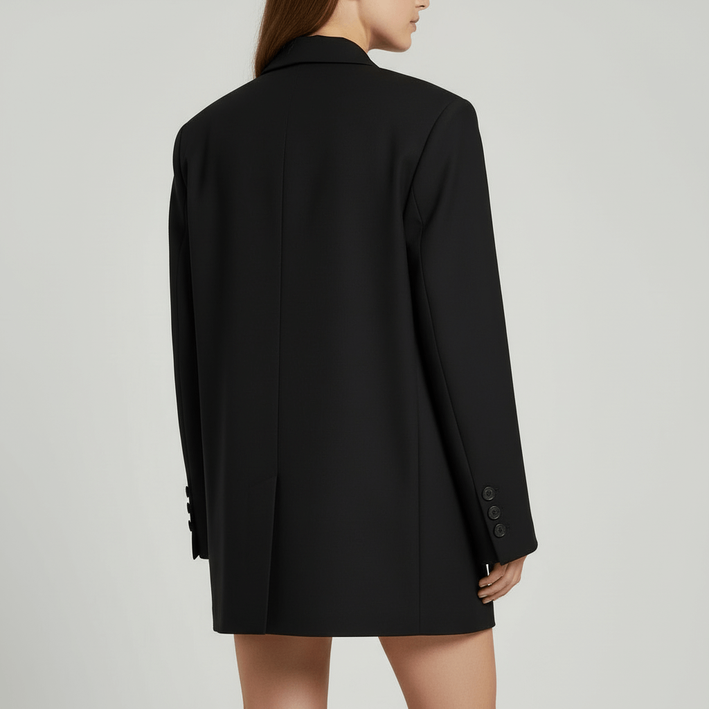 Lizizo | Oversize czarna marynarka z klasycznymi klapami