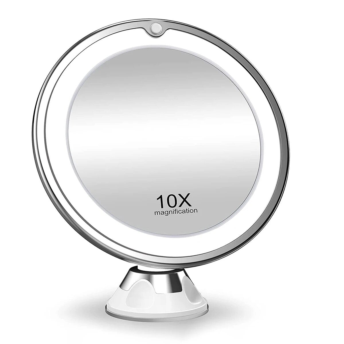 Lusterko kosmetyczne LED 10x - Profesjonalne do makijażu | Podświetlane, z przyssawką, 360 stopni - Idealne do brwi i pielęgnacji
