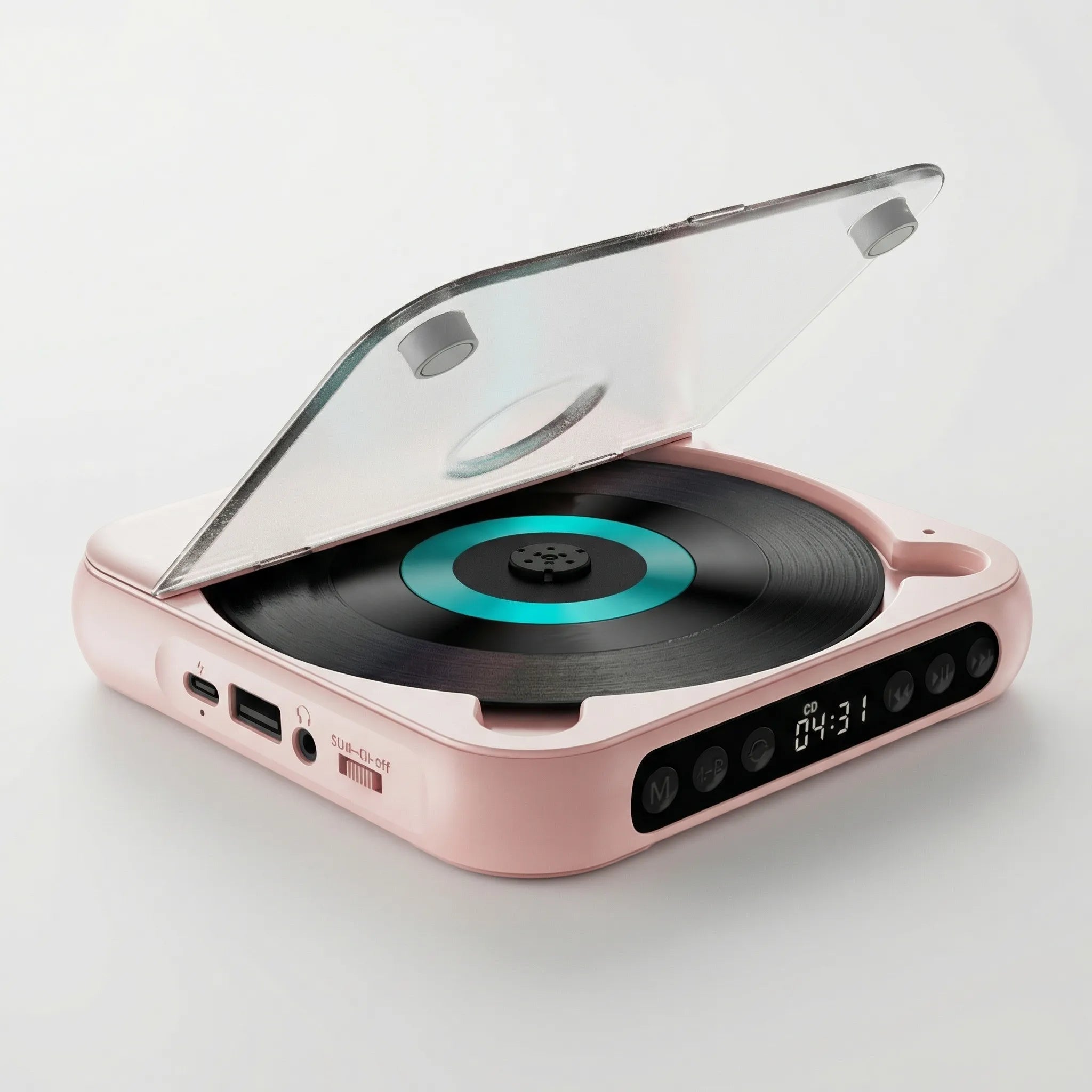 Przenośny odtwarzacz CD Bluetooth | mały discman, mp3, USB-C, akumulator