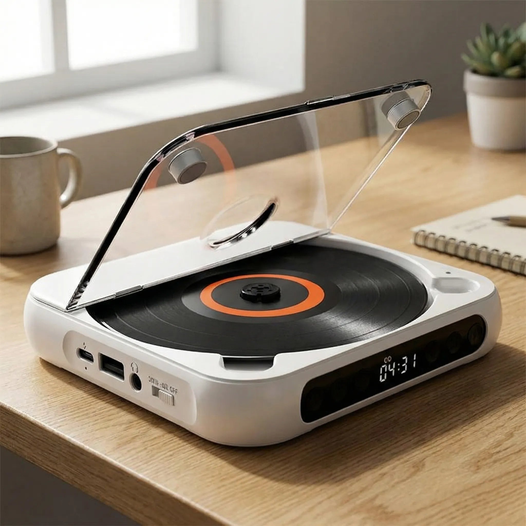 Przenośny odtwarzacz CD Bluetooth | mały discman, mp3, USB-C, akumulator