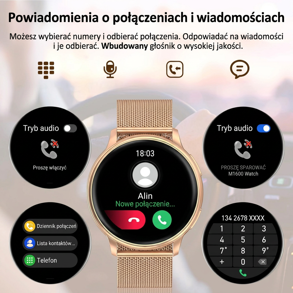 Smartwatch dla Kobiet z Monitorowaniem Tętna i Funkcją Fitness – Wodoodporny, Bluetooth, Kompatybilny z iOS i Android