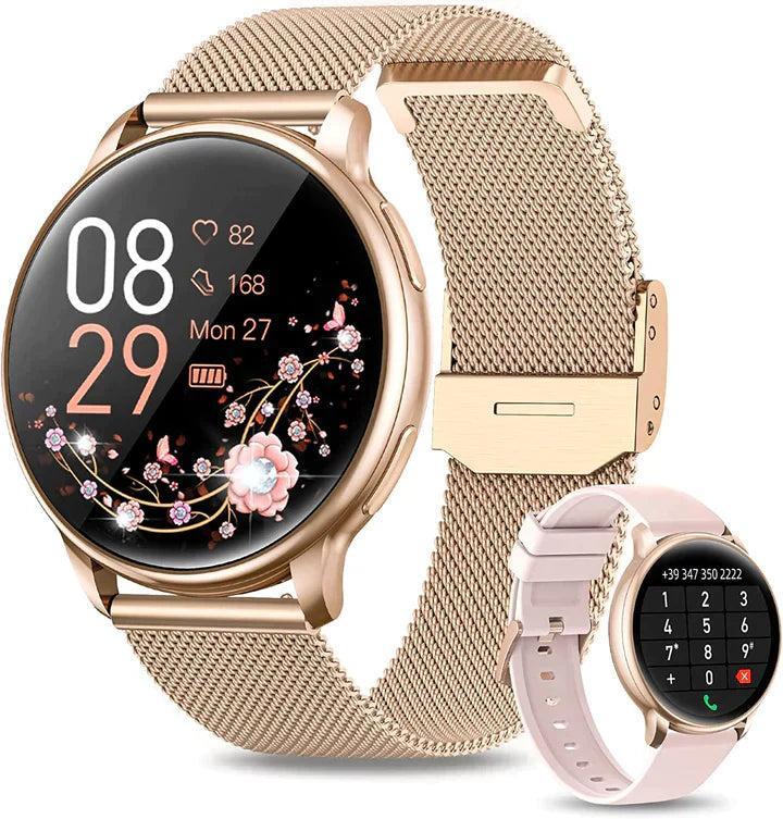 Smartwatch dla Kobiet z Monitorowaniem Tętna i Funkcją Fitness – Wodoodporny, Bluetooth, Kompatybilny z iOS i Android