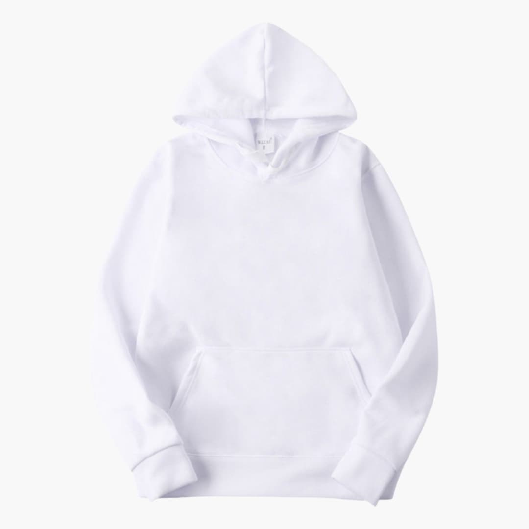 Bluza z kapturem męska z kieszenią kangurką i regulowanym kapturem, regular fit - Biały