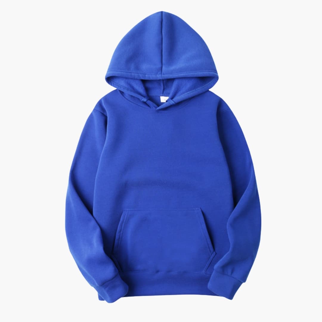 Bluza z kapturem męska z kieszenią kangurką i regulowanym kapturem, regular fit - Niebieski