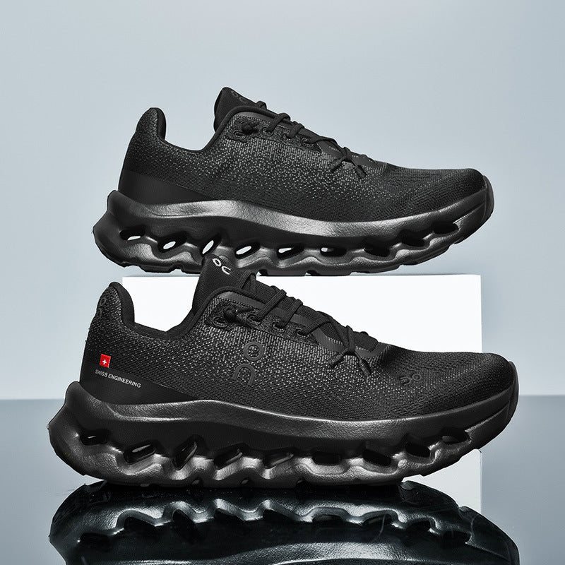Buty do biegania unisex, lekkie sneakersy sportowe z dzianiny na trening i siłownię - Czarny