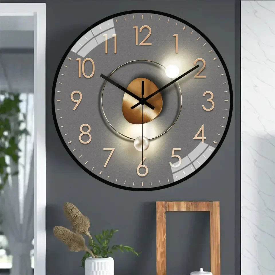 Cichy zegar ścienny ze złotym gradientem, okrągły 20 cm, do salonu, sypialni i biura - view 9