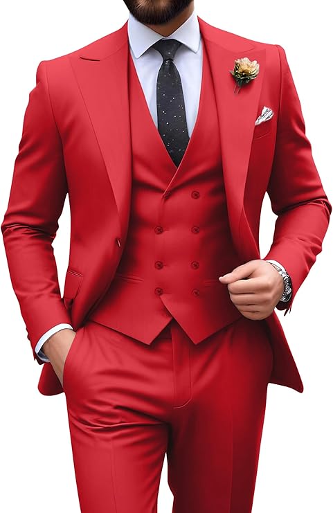 Garnitur męski slim fit trzyczęściowy z kamizelką, na wesele i studniówkę - view 34
