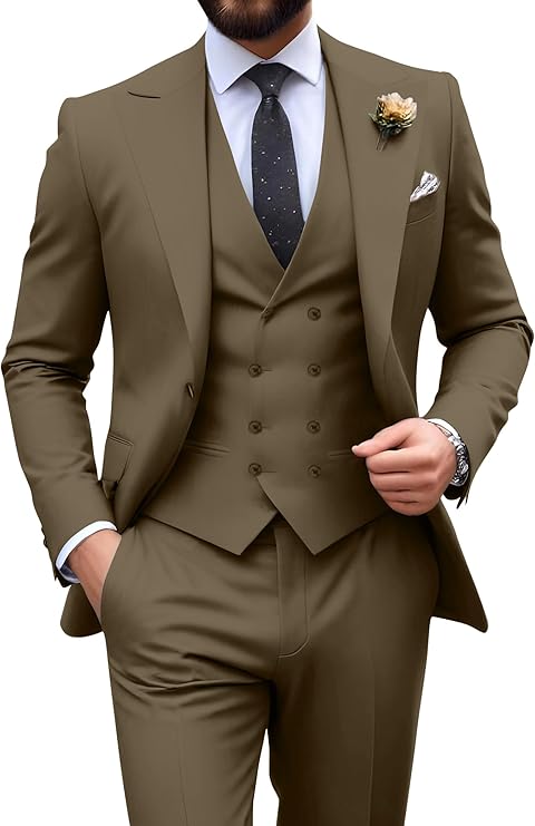 Garnitur męski slim fit trzyczęściowy z kamizelką, na wesele i studniówkę - view 35