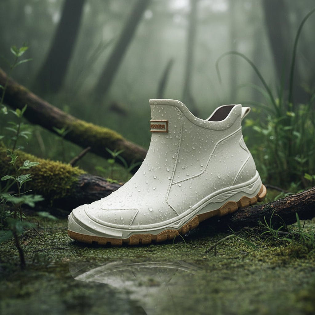 Kalosze gumowe za kostkę, antypoślizgowe buty outdoor do ogrodu, na wędkowanie i na deszcz - Beżowy