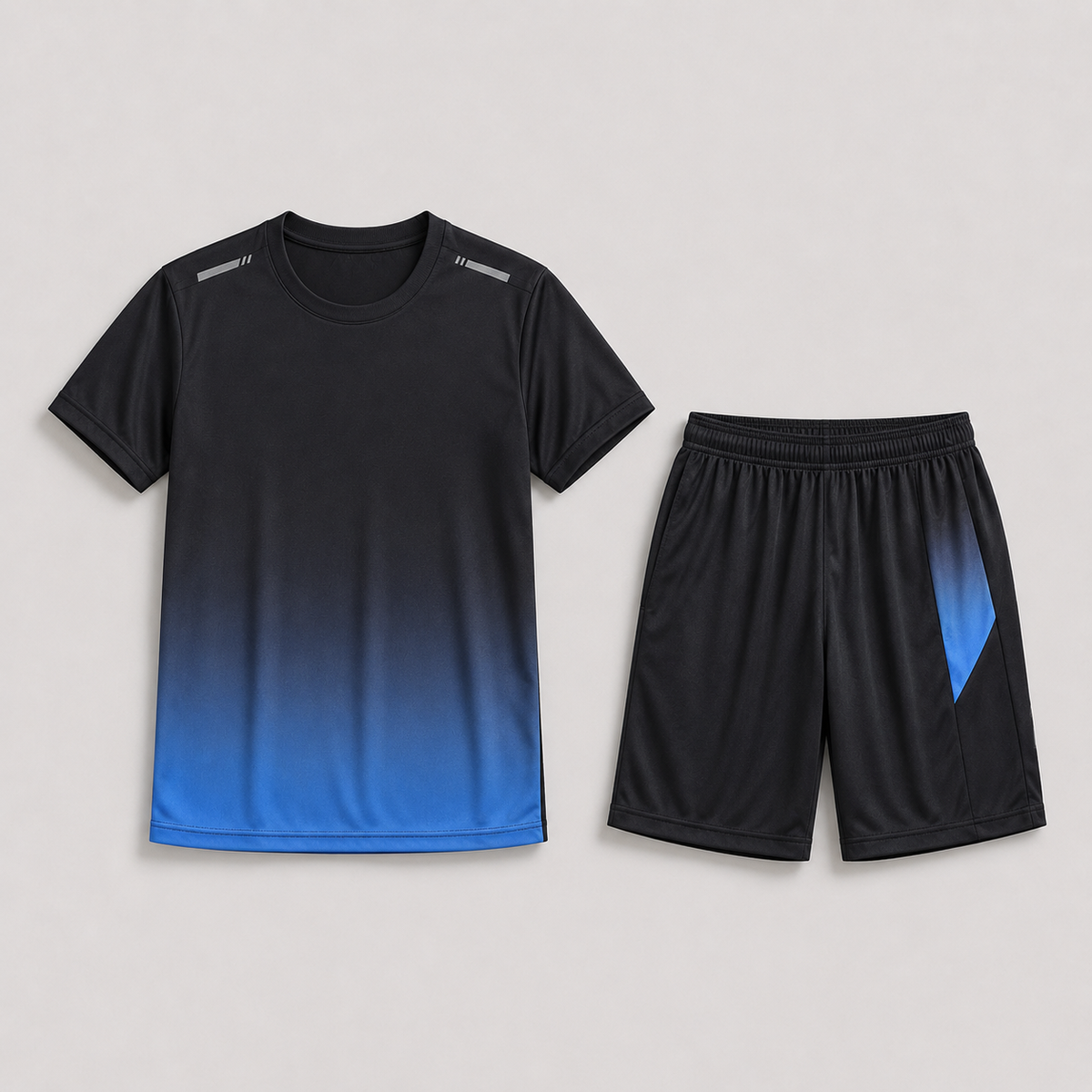 Komplet sportowy męski, t-shirt i szorty z gradientem, szybkoschnący, na siłownię i do biegania - view 5