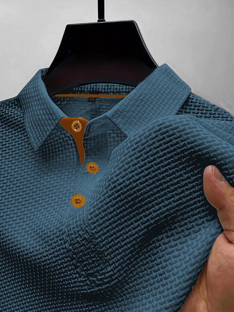 Koszulka polo męska z dzianiny z krótkim rękawem, klasyczna i elegancka do pracy - Niebieski