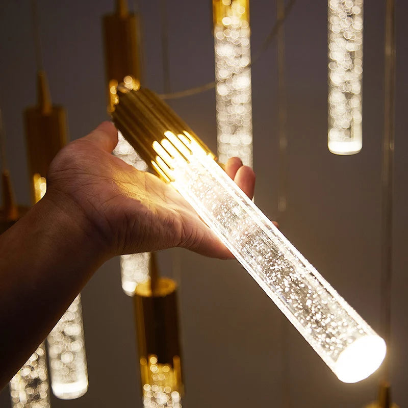Lampa wisząca szklana w kształcie cylindra, LED nad stół, do jadalni i do salonu - view 3