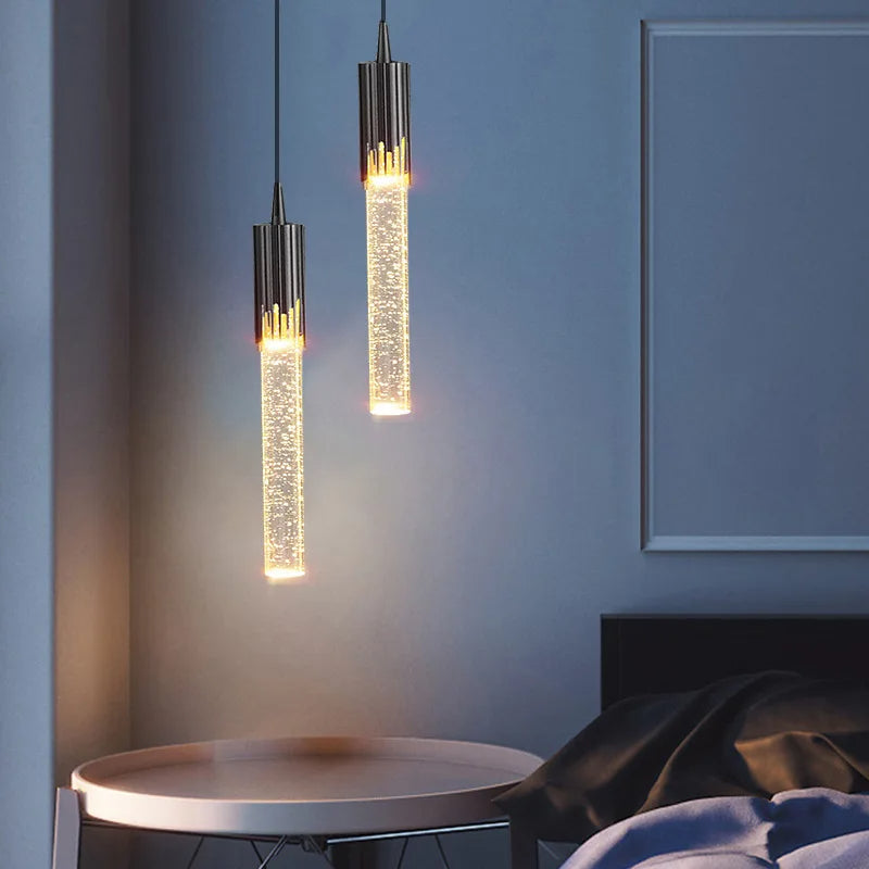 Lampa wisząca szklana w kształcie cylindra, LED nad stół, do jadalni i do salonu - view 4