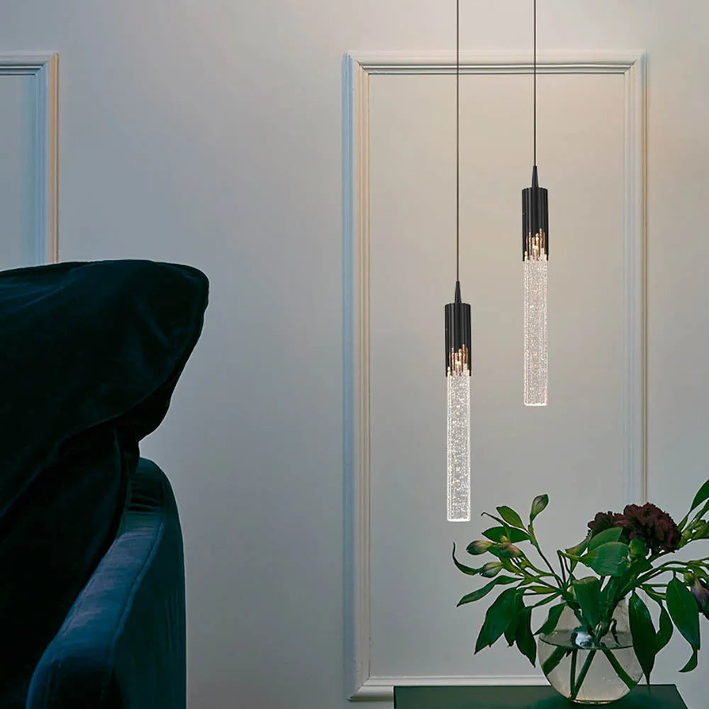 Lampa wisząca szklana w kształcie cylindra, LED nad stół, do jadalni i do salonu - view 8
