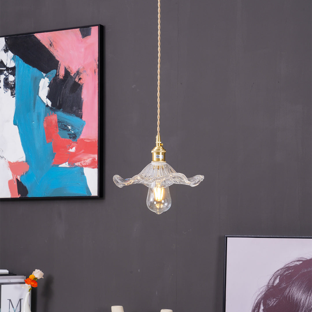 Lampa wisząca szklana w kształcie kwiatu, nad stół, do salonu i sypialni - view 10