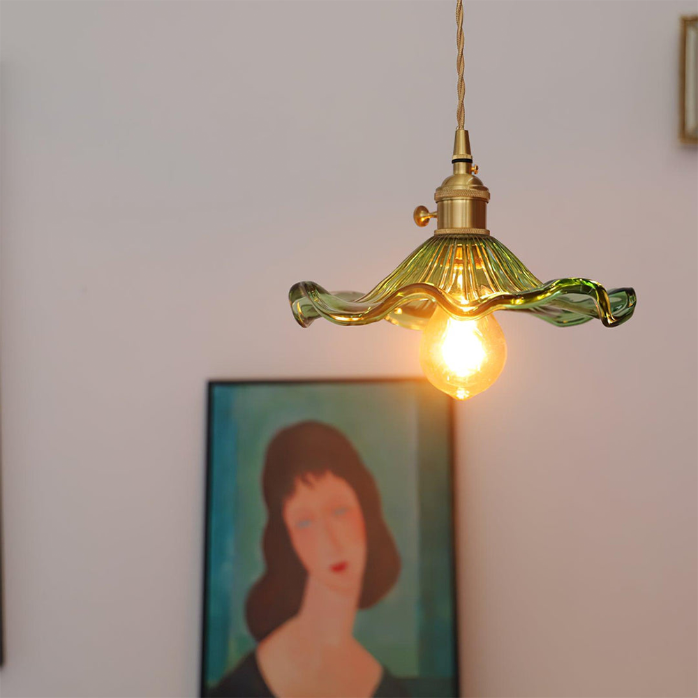 Lampa wisząca szklana w kształcie kwiatu, nad stół, do salonu i sypialni - view 5
