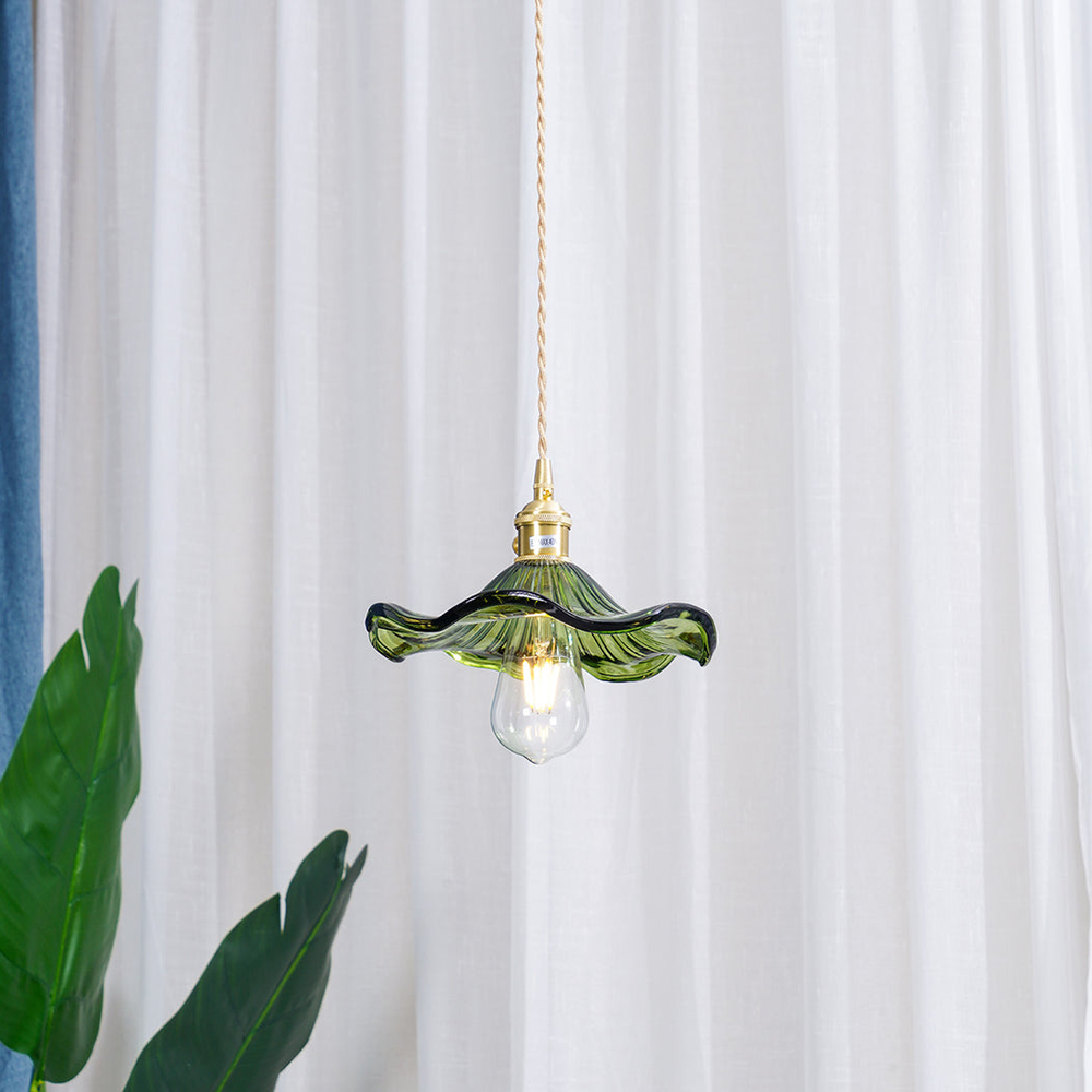 Lampa wisząca szklana w kształcie kwiatu, nad stół, do salonu i sypialni - view 6