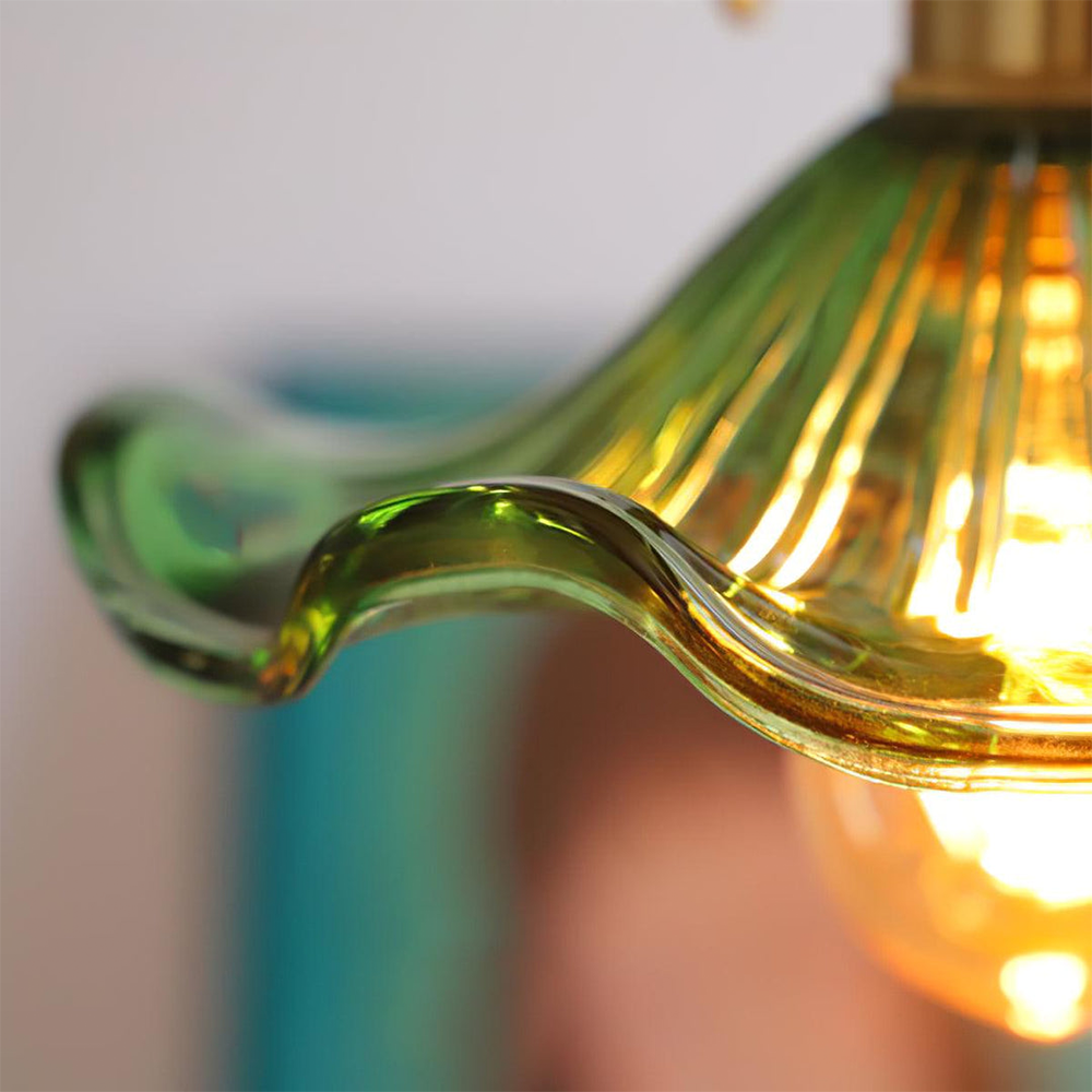 Lampa wisząca szklana w kształcie kwiatu, nad stół, do salonu i sypialni - view 9