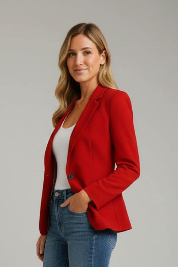 Marynarka damska z klapami i zapięciem na jeden guzik, elegancka do biura i na co dzień - view 10
