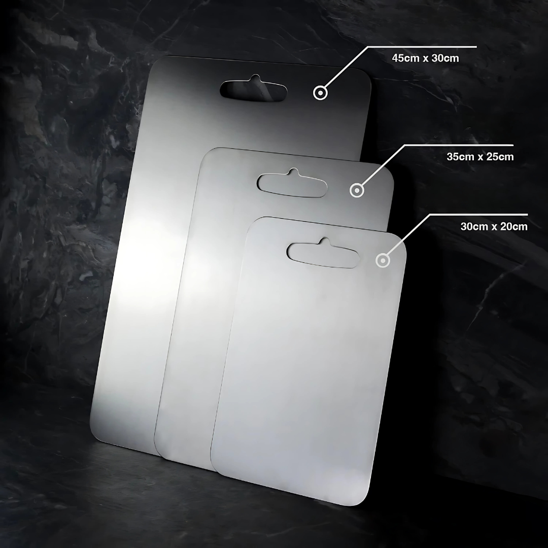 Metalowa deska do krojenia ze stali nierdzewnej, antypoślizgowa, do mięsa i warzyw - view 2