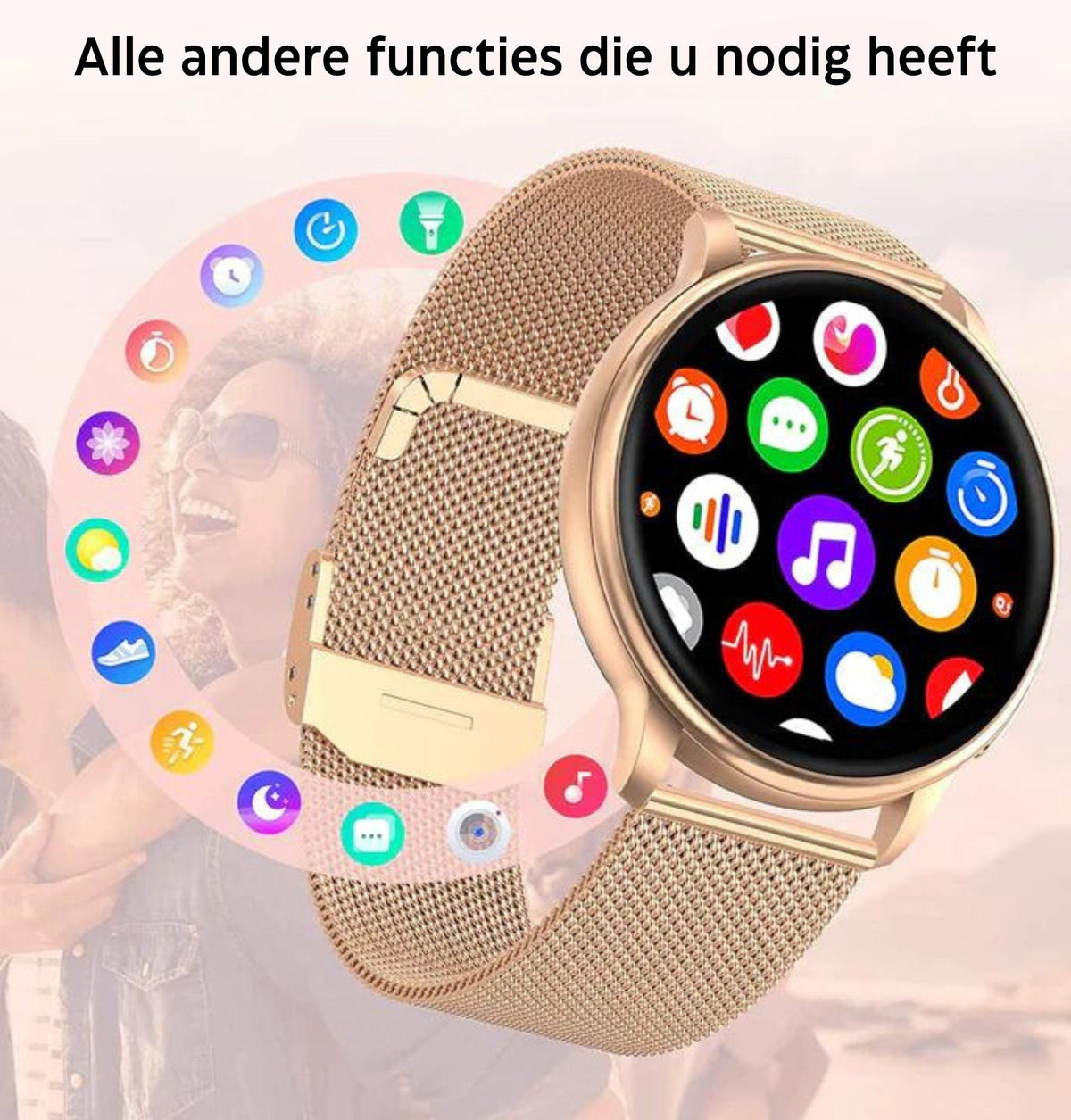 Smartwatch damski z funkcją dzwonienia, pomiarem tętna i krokomierzem, fitness tracker na co dzień - view 9