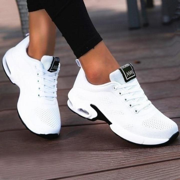 Sneakersy damskie sportowe z siateczki, wygodne buty do biegania i na siłownię - Biały