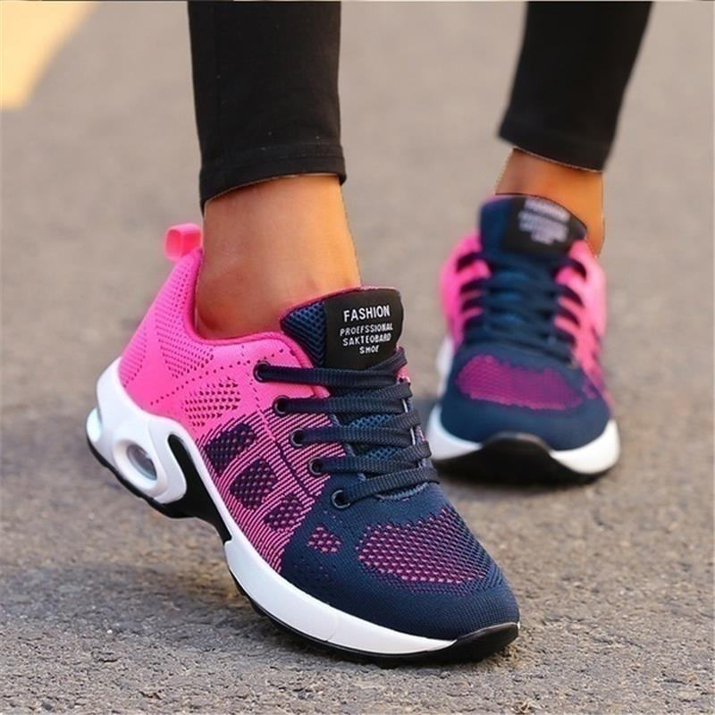 Sneakersy damskie sportowe z siateczki, wygodne buty do biegania i na siłownię - Fioletowo-niebieski