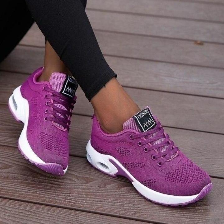 Sneakersy damskie sportowe z siateczki, wygodne buty do biegania i na siłownię - Fioletowy