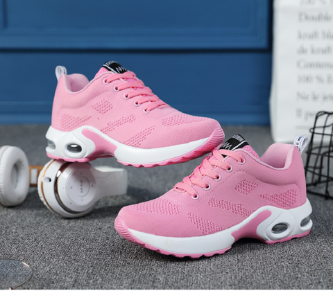 Sneakersy damskie sportowe z siateczki, wygodne buty do biegania i na siłownię - Różowy