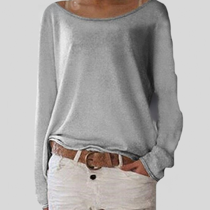 Sweter damski oversize z długim rękawem i dekoltem w łódkę, na jesień - Szary