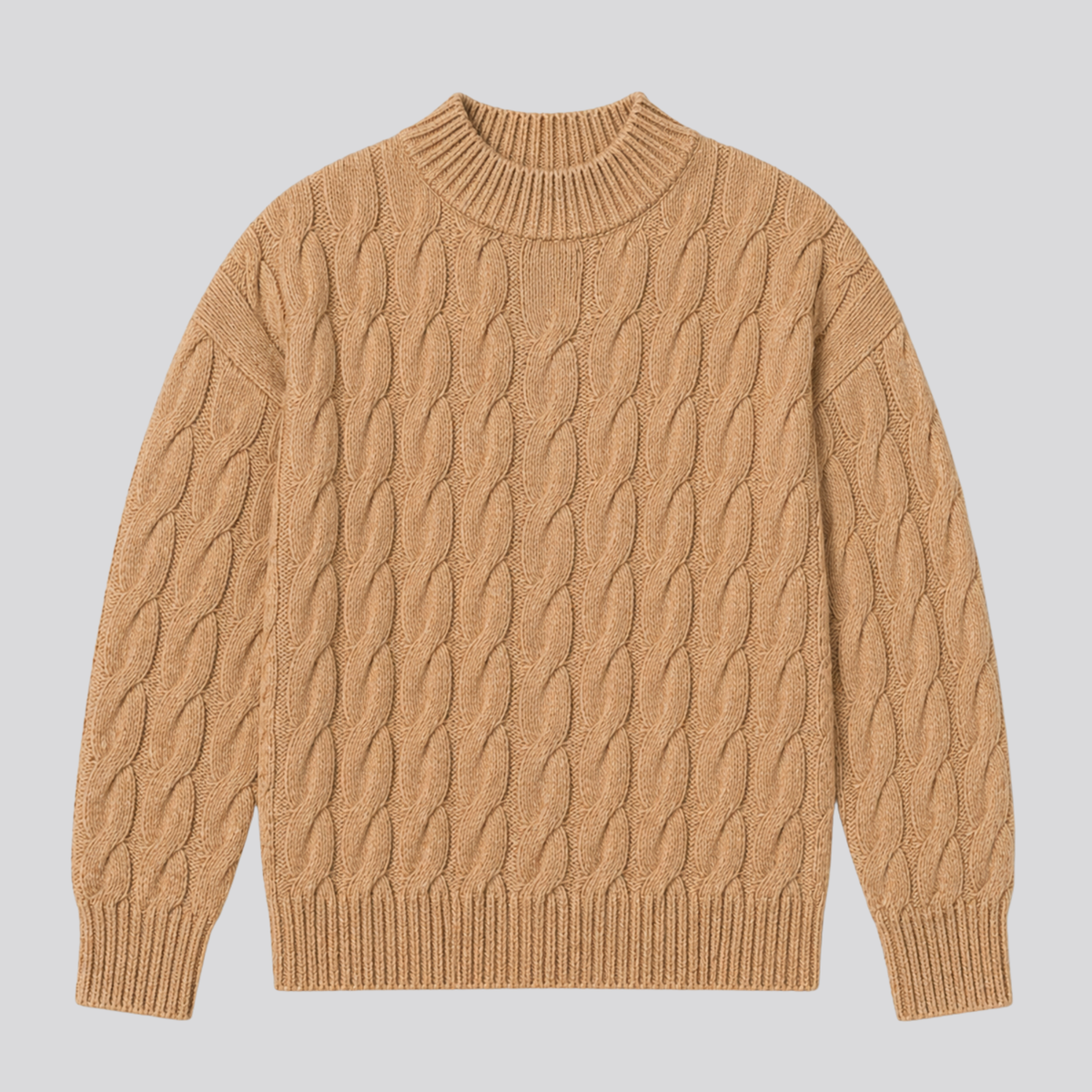Sweter damski z wełny merino, warkoczowy splot, oversize, na jesień i zimę - view 10