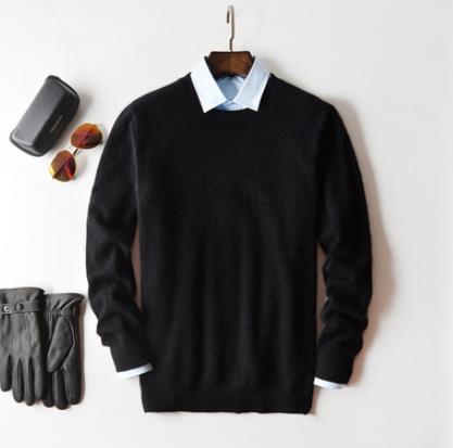 Sweter kaszmirowy męski, klasyczny krój, elegancki do koszuli i pod marynarkę, na co dzień i do biura - Czarny