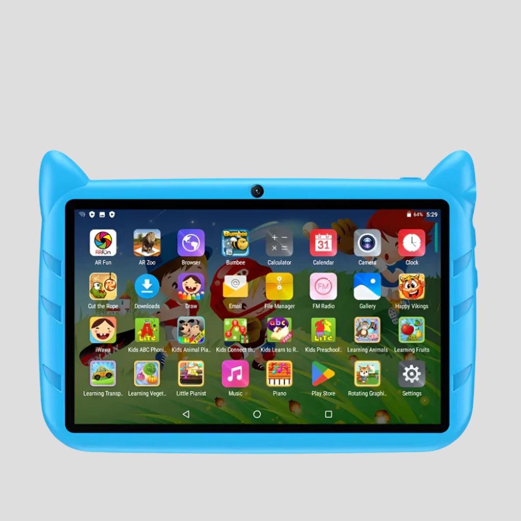 Tablet dla dzieci 7 cali z etui ochronnym, WiFi, 4 GB RAM i 64 GB pamięci - Niebieski