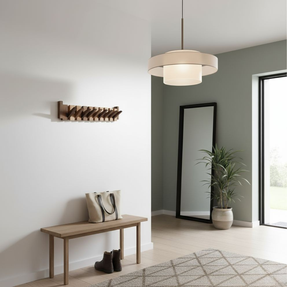 Wieszak ścienny na ubrania z litego drewna ze składanymi haczykami, design inspirowany pianinem, do przedpokoju - view 3